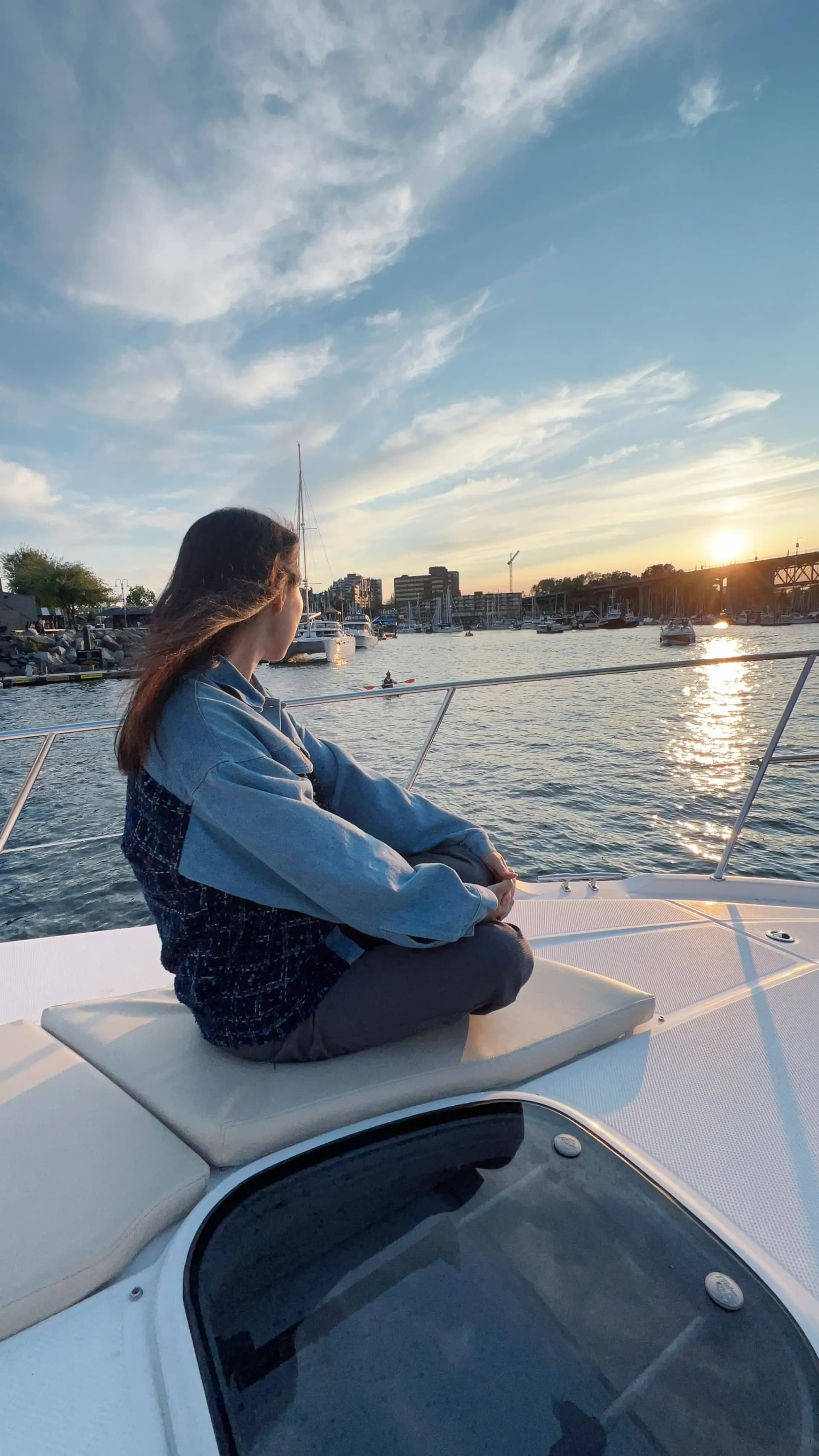 Sunny Greet cruising False Creek at sunset